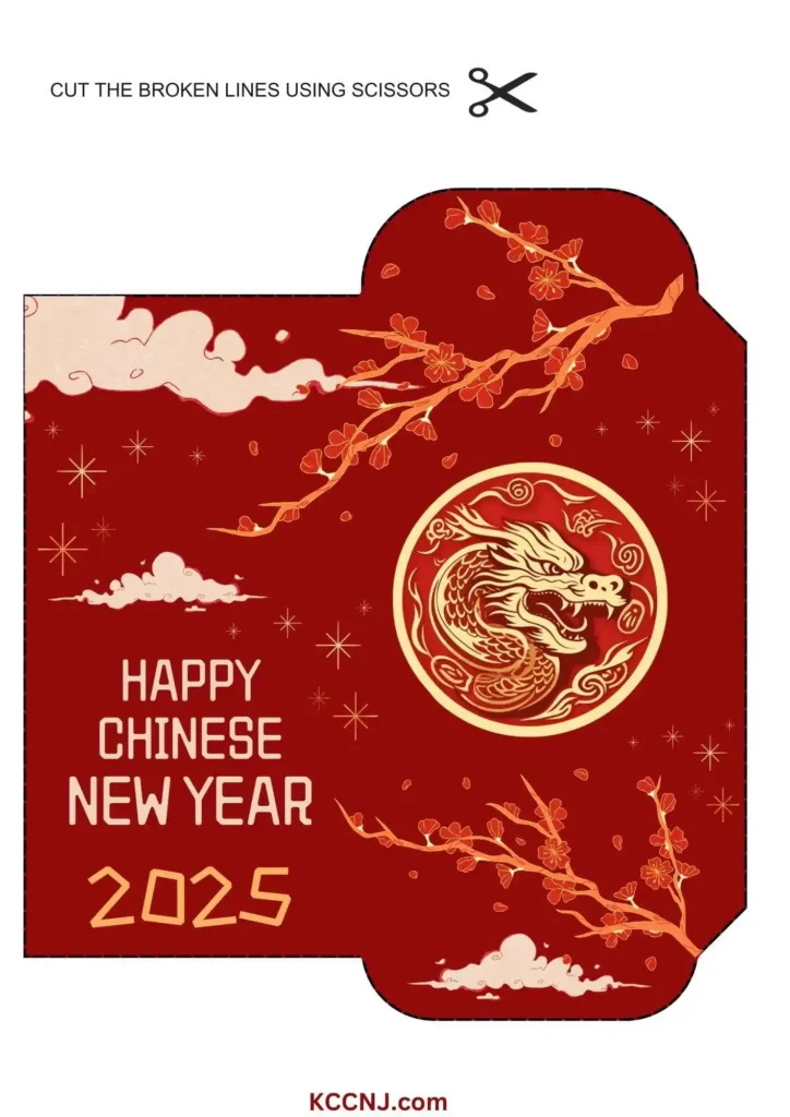 Red Envelope with Dragons and Blossoms