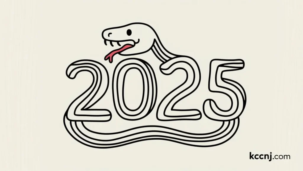 Snake forming the number 2025 Drawing page