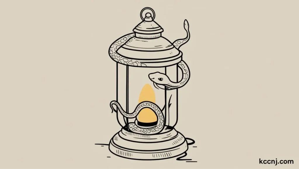 Snake wrapped around a lantern