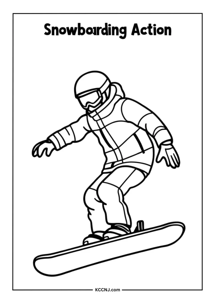 Snowboarding Action coloring Page