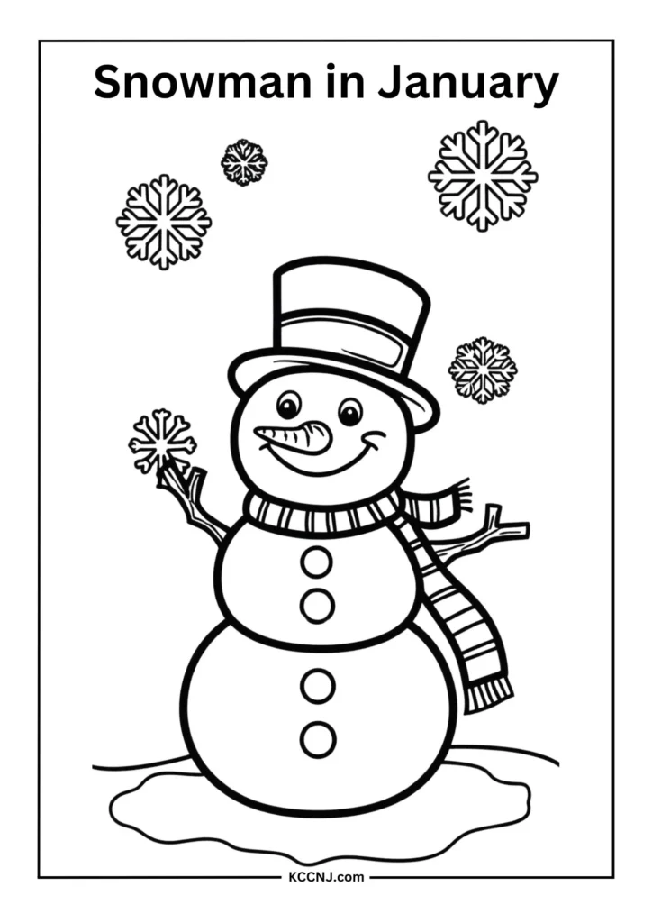 Snowman Scene Coloring Page