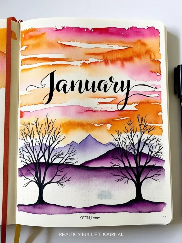 Watercolor Winter Sunset