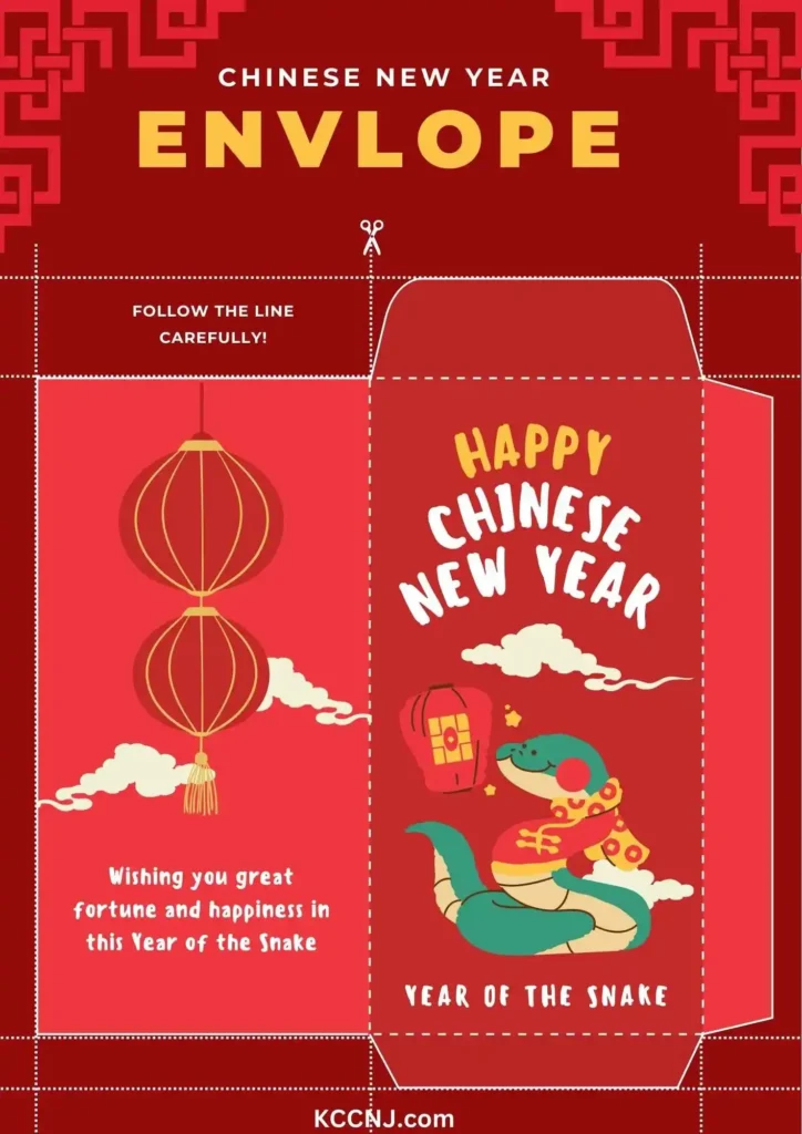 Whimsical Red Envelope with Cartoon Snake