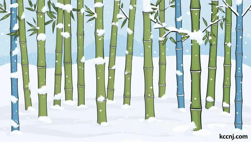 Winter bamboo with snow