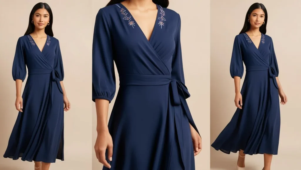 Wrap Dress in a Solid Color or Subtle Print