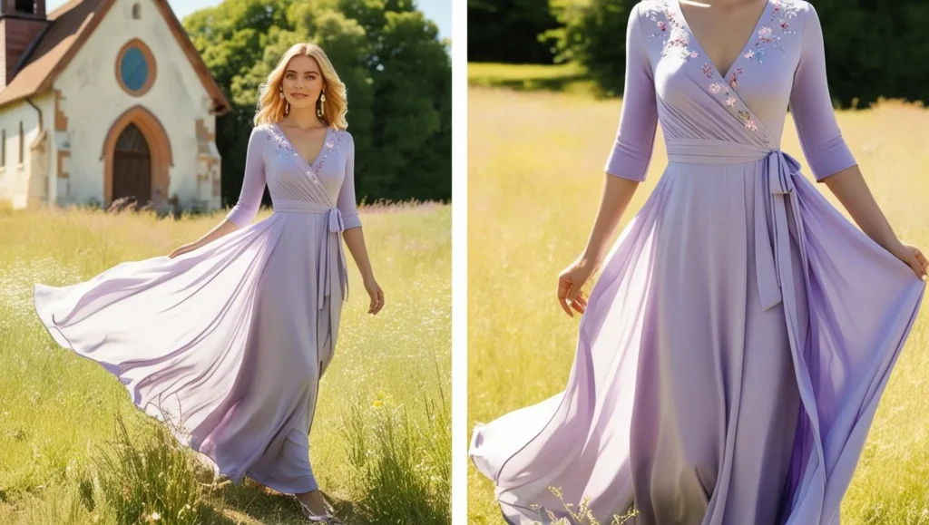 Wrap-Style Maxi Dress in a Pastel Hue