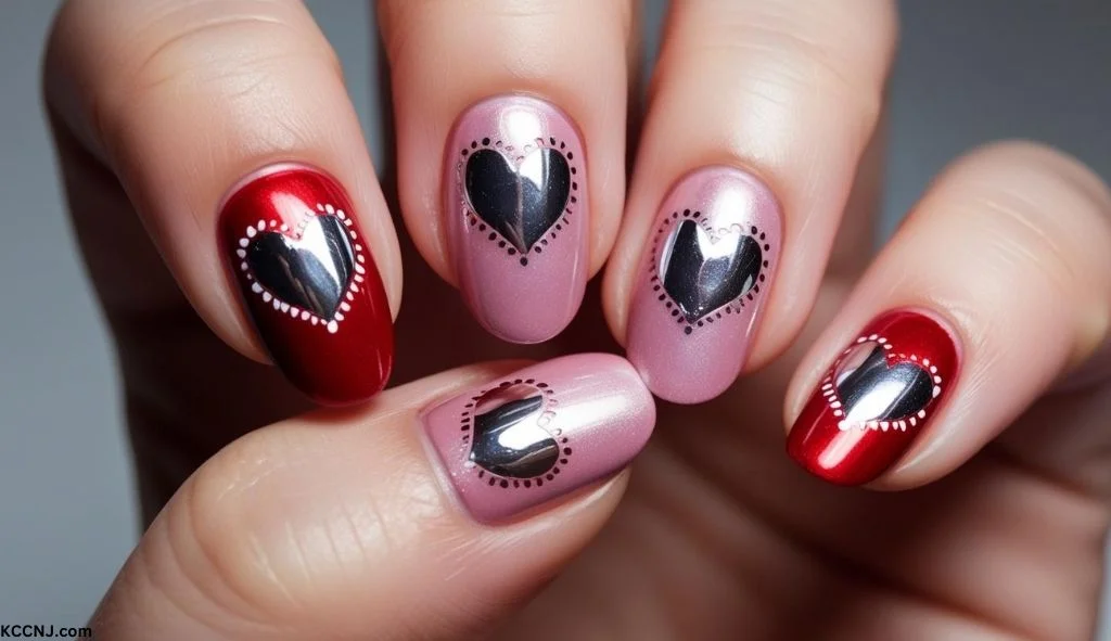 Chrome Hearts valentines nails