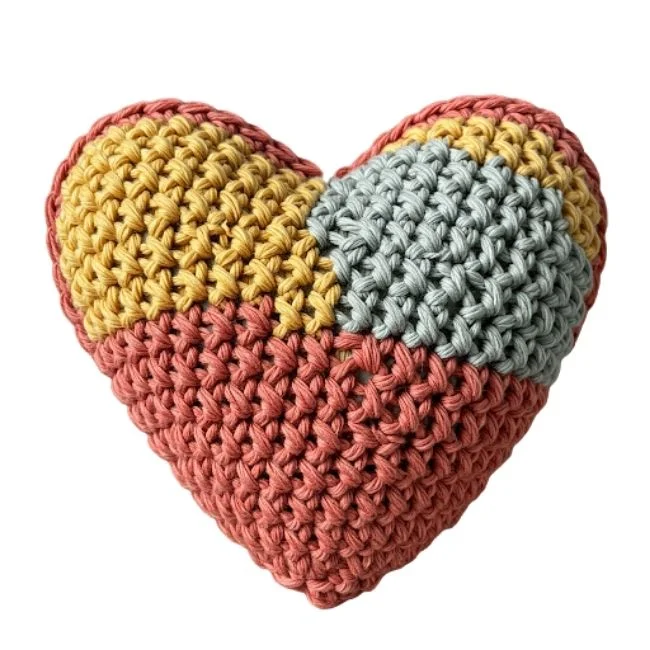 Crochet Heart-Shaped Pillow