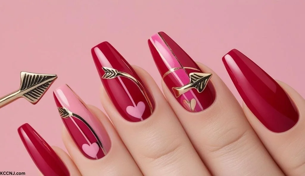 Cupid's Arrow valentines day nails