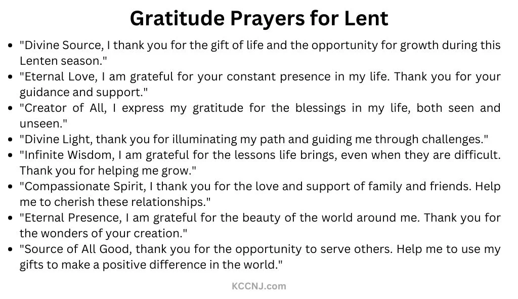 Gratitude Prayers for Lent