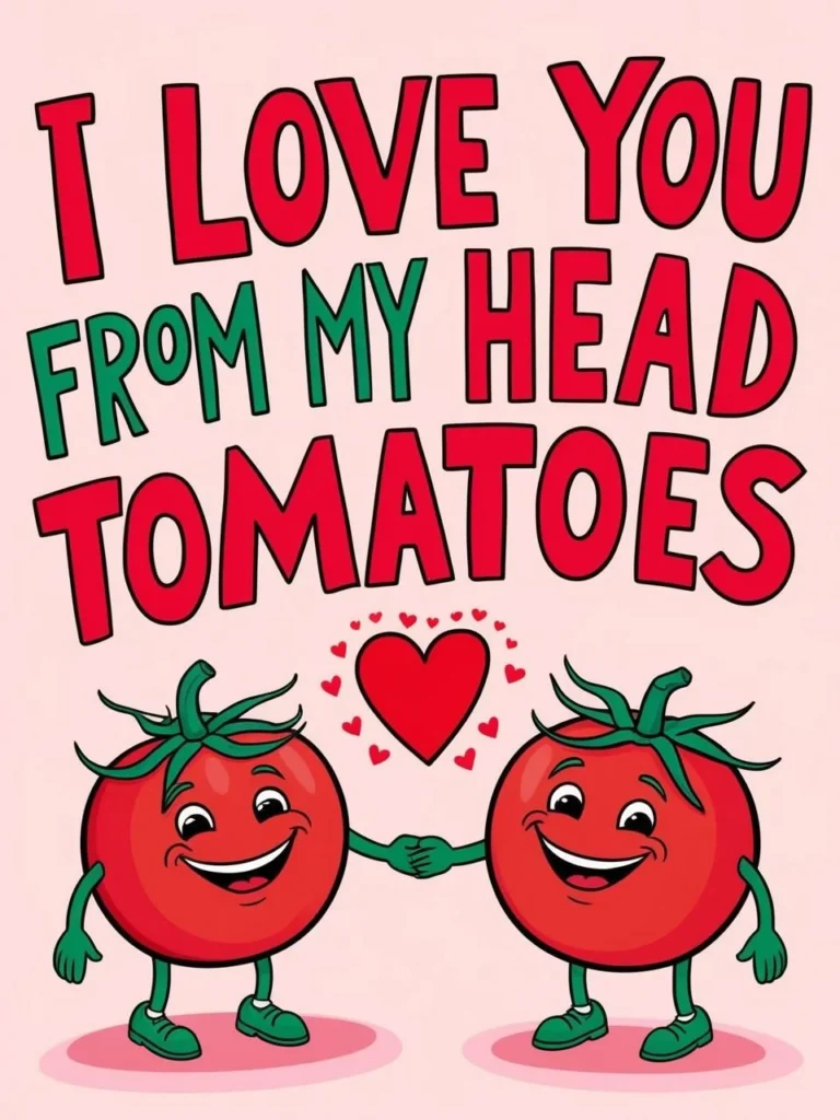 I love you from my head tomatoes_ with an illustration of tomatoes