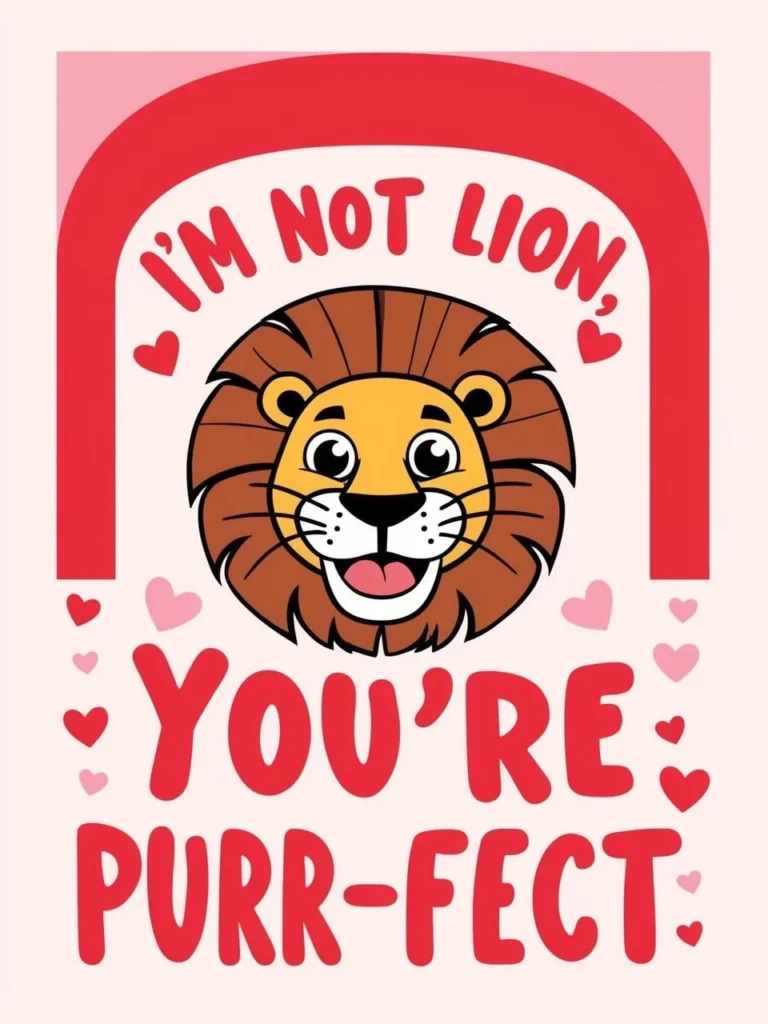 I'm not lion, you're purr-fect_ with a cartoon lion