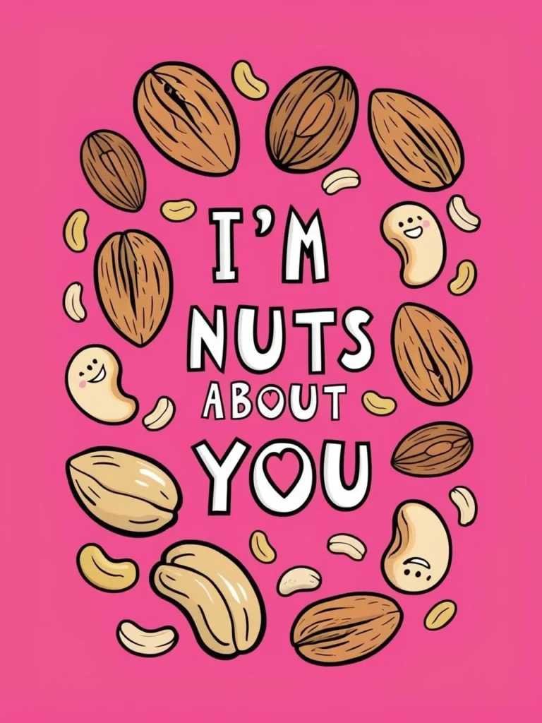 I'm nuts about you_ with an illustration of healthy nuts