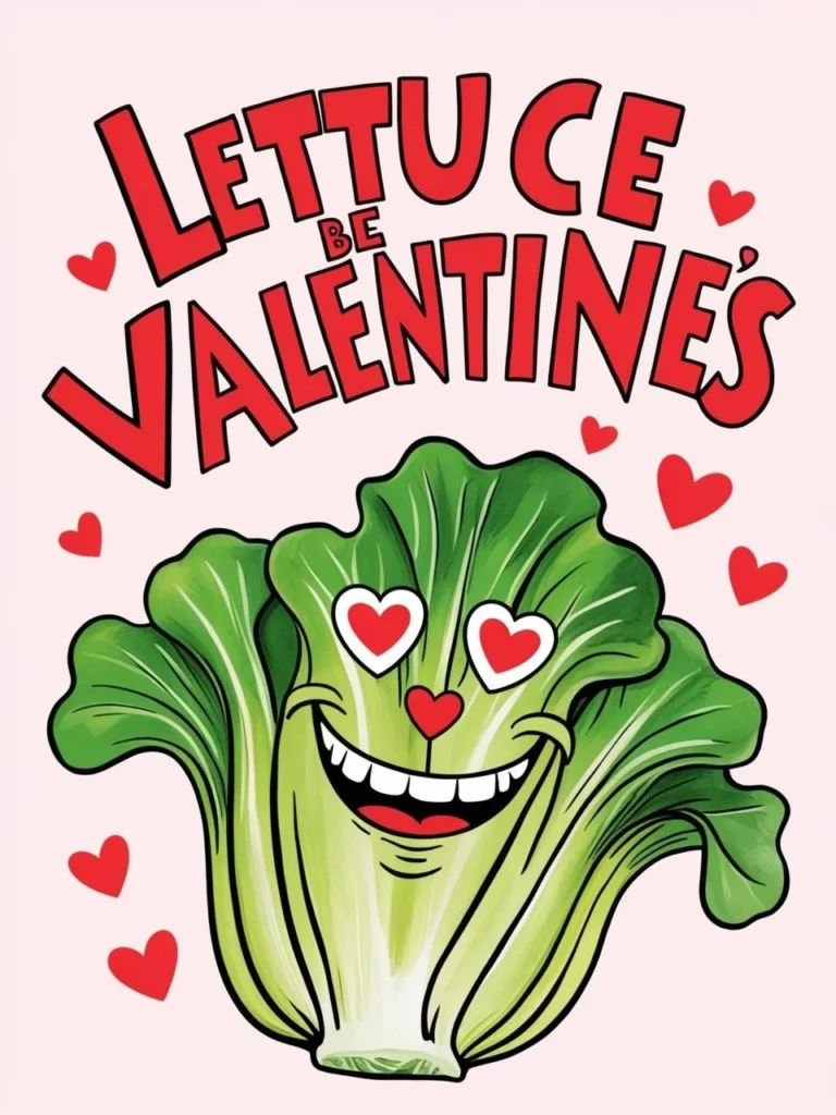 Lettuce be valentines_ with a lettuce illustration