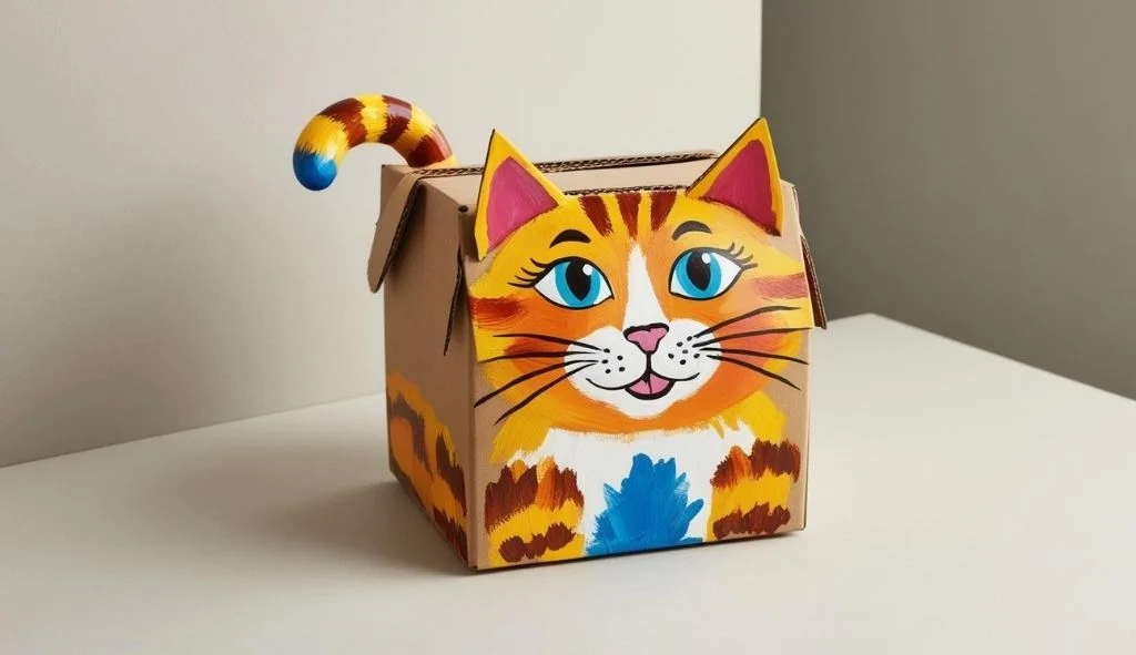 Painted Cardboard Cat