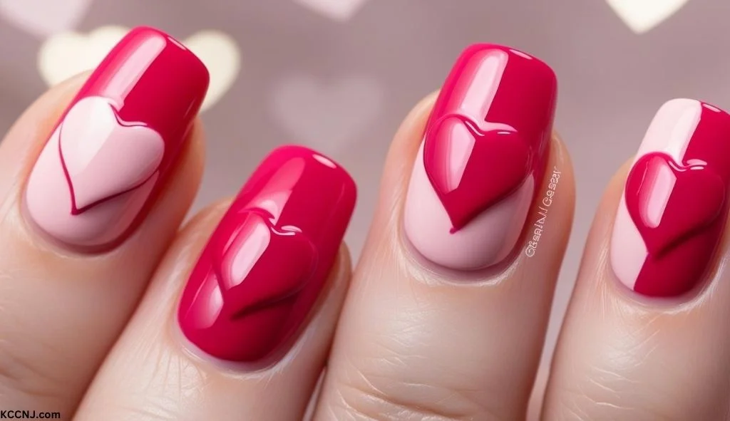 Raised Heart nail Design