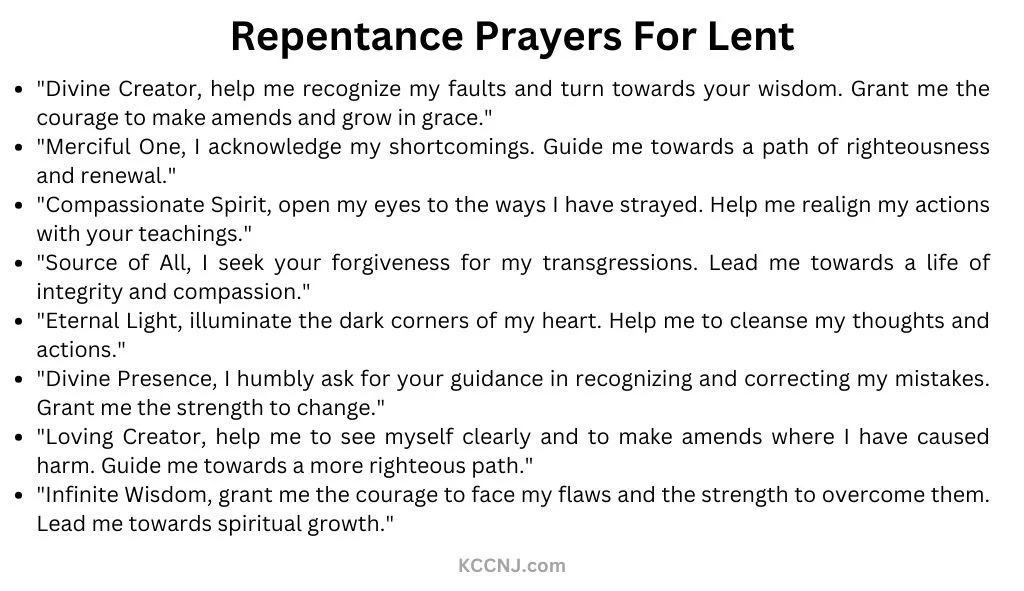 Repentance Prayers For Lent