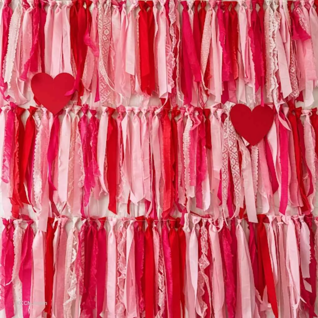 Ribbon Curtain Valentines Wall background