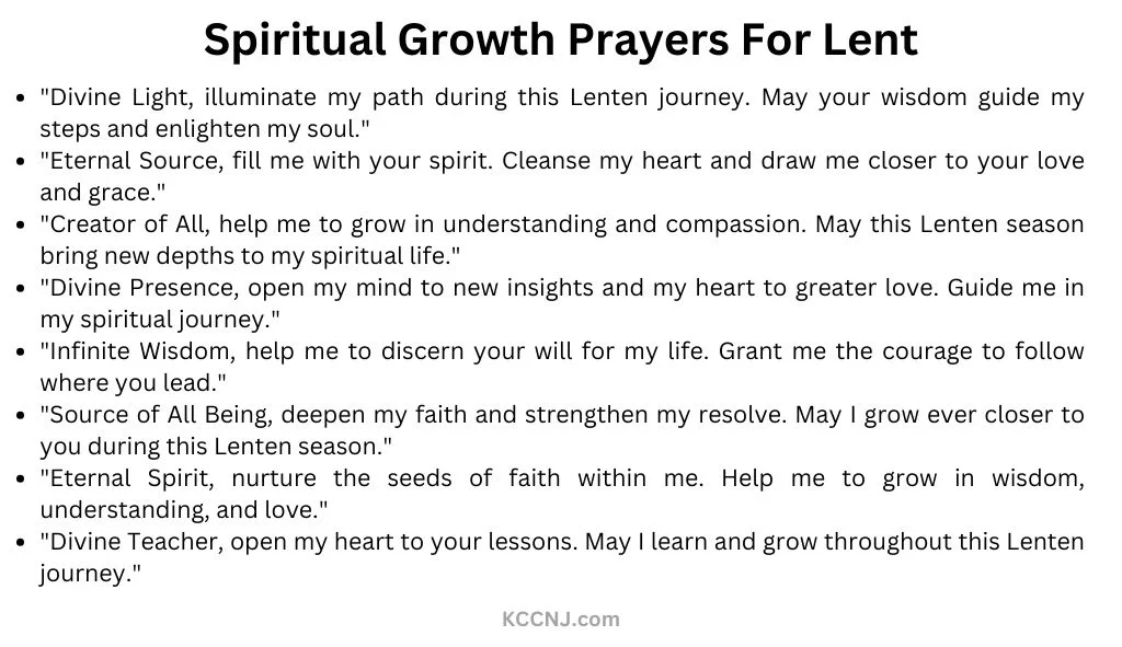 Spiritual Growth Prayers For Lent