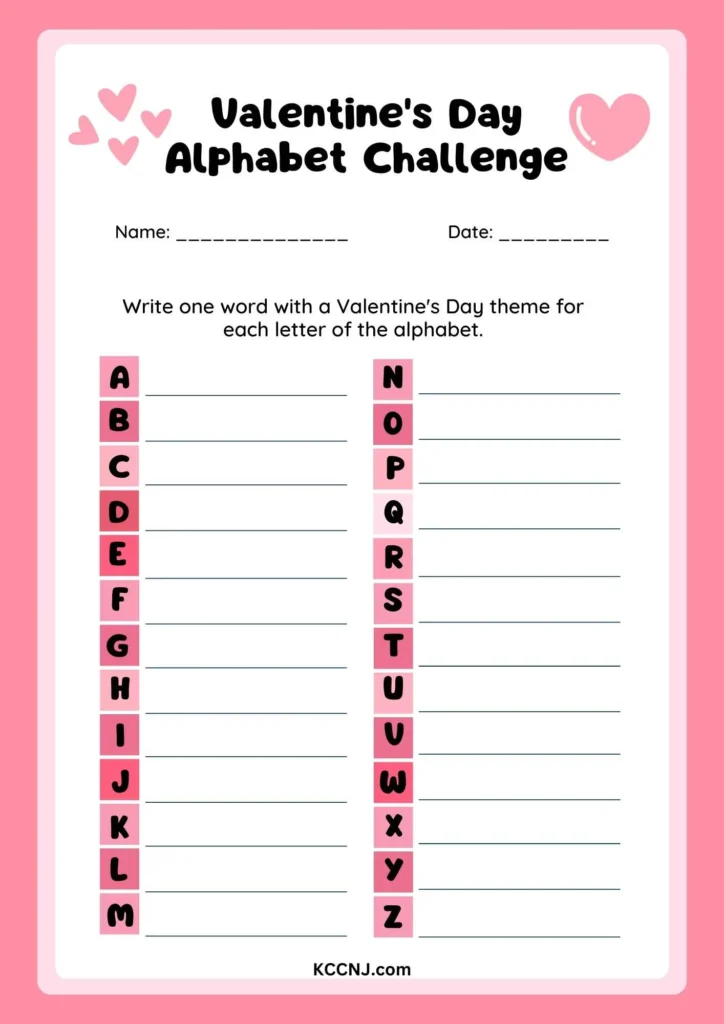 Valentine's Day Alphabet challenge