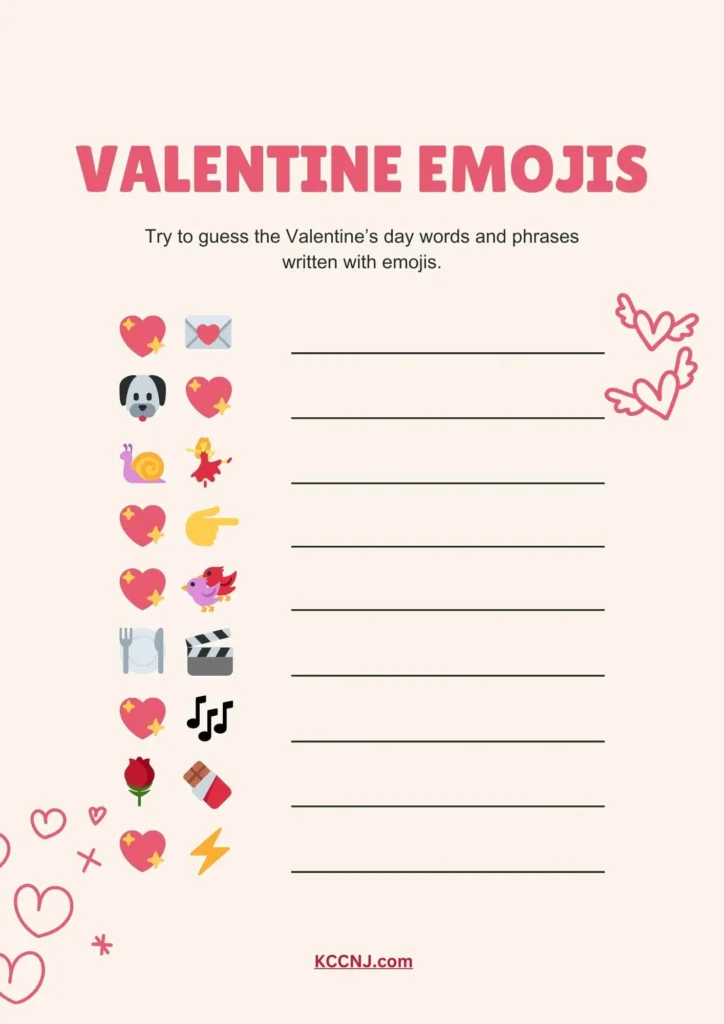 Valentine’s Day Emoji Activity Worksheet