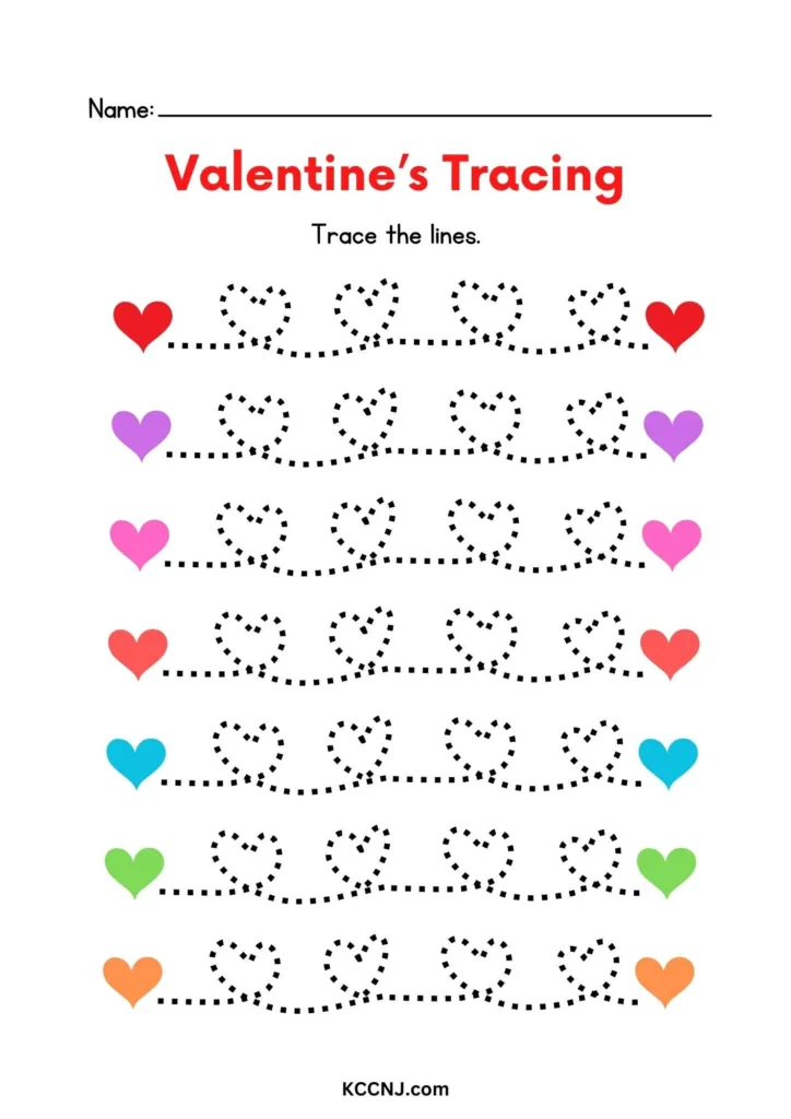 Valentine's Heart Tracing Worksheet