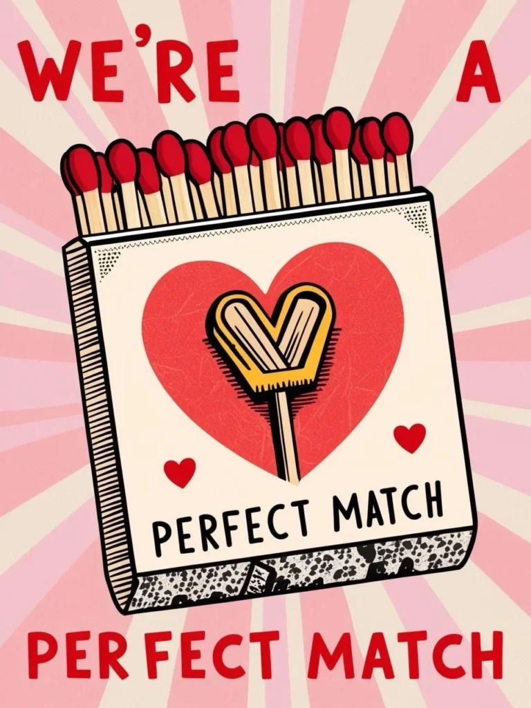 We're a perfect match_ with retro matchbook illustration