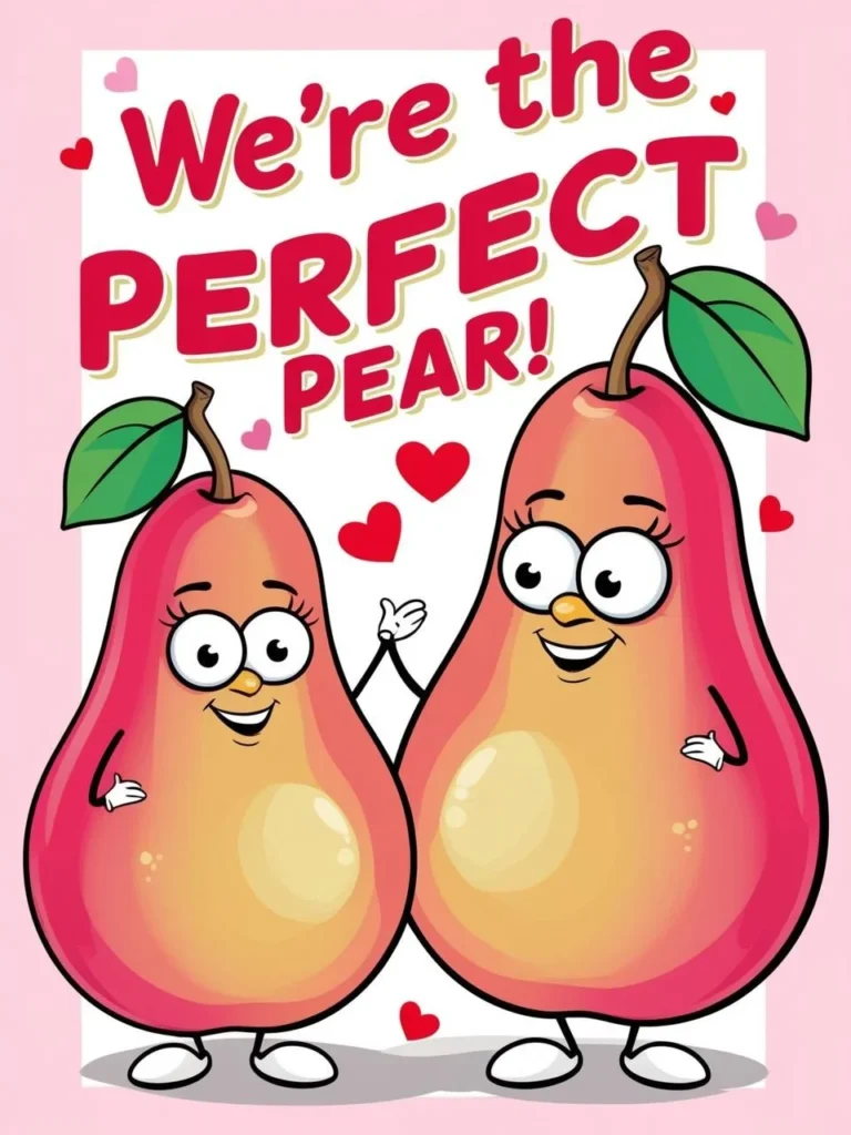 We're the perfect pear_ with two cartoon pears