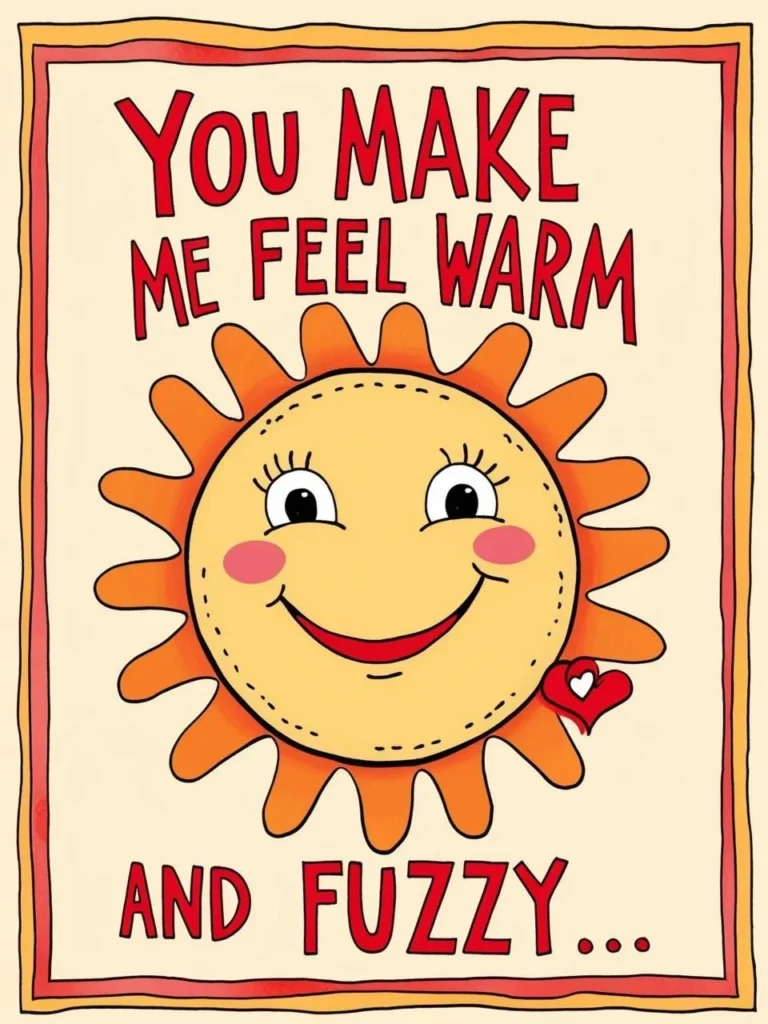 You make me feel warm and fuzzy_ with a sun illustration