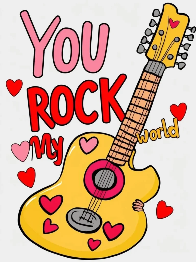 You rock my world_ with a guitar illustration