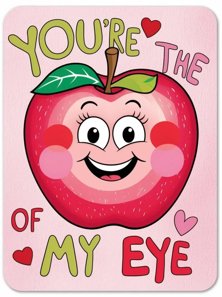 You're the apple of my eye_ featuring a cute apple character