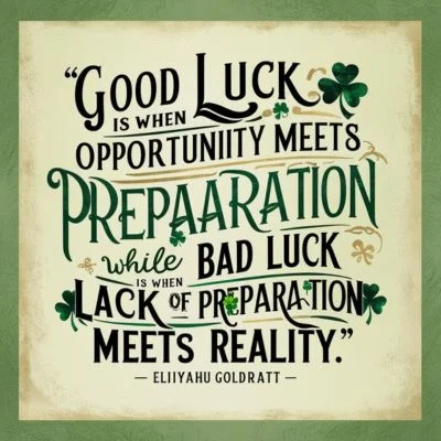 "Good luck is when opportunity meets preparation, while bad luck is when lack of preparation meets reality." - Eliyahu Goldratt