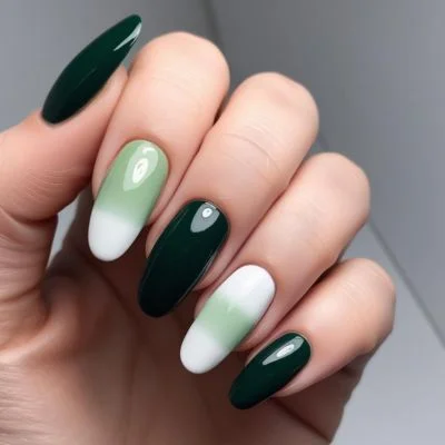 Green French Manicure