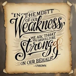 "In the midst of our weakness, we ask that you would be strong on our behalf." - Unknown