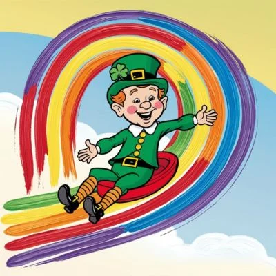 Leprechaun Sliding Down Rainbow