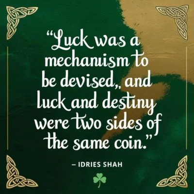 "Luck was a mechanism to be devised, and luck and destiny were merely two sides of the same coin." - Idries Shah