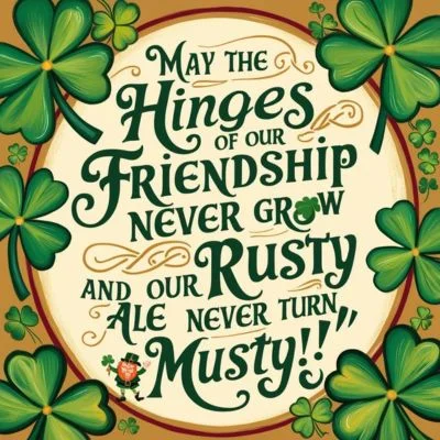 "May the hinges of our friendship never grow rusty and our ale never turn musty!"