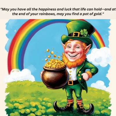 "May you have all the happiness and luck that life can hold—and at the end of your rainbows, may you find a pot of gold."