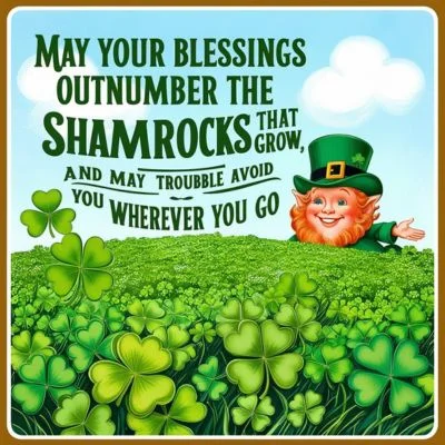 "May your blessings outnumber the shamrocks that grow, and may trouble avoid you wherever you go."