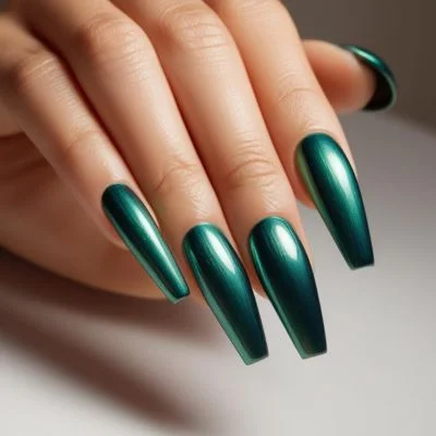 Metallic Green St Patrick's Day Nails