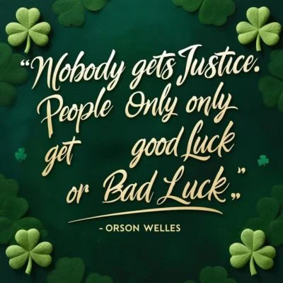 "Nobody gets justice. People only get good luck or bad luck." - Orson Welles