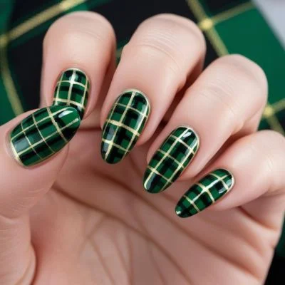 Plaid St Patrick's Day Nail Designs