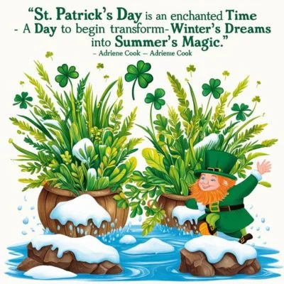 "St. Patrick's Day is an enchanted time - a day to begin transforming winter's dreams into summer's magic." - Adrienne Cook