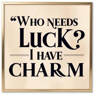 Who needs luck I have charm.