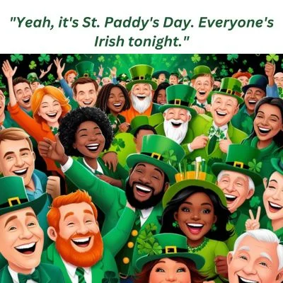 "Yeah, it's St. Paddy's Day. Everyone's Irish tonight."