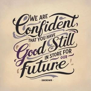 we are confident that you have good still in store for our future. - Unknown